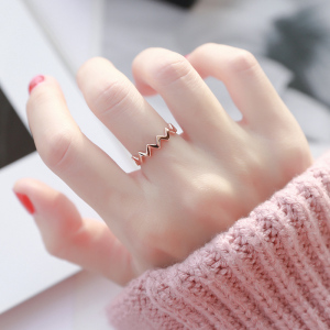 适合手粗的大码戒指女时尚个性波浪尾戒胖mm胖手食指指环加肥加大