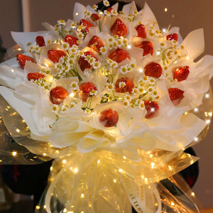 草莓花束情人节生日浙江省宁波市北仑镇海鄞州区鲜花同城速递配送