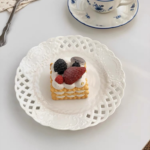 陶瓷盘子复古欧式西餐牛排盘点心碟蛋糕盘镂空法式花边下午茶餐具