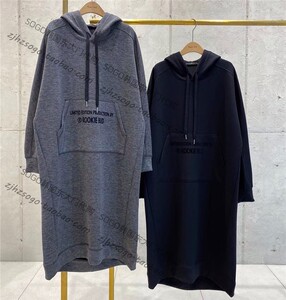 韩国东大门代购rb正品rookie bud字母连帽袋鼠兜宽松长卫衣连衣裙