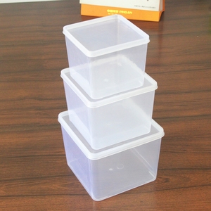 正方形透明塑料保鲜盒收纳盒子食品冷藏盒带盖零件盒元件盒方盒