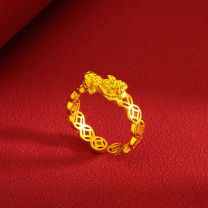 越南沙金钱币貔貅戒指饰品首饰金钱戒指貔貅戒指钱币