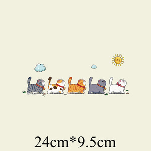 五只猫 趣味可爱卡通印花T恤卫衣图案热转印柯式A级过粉烫画1718