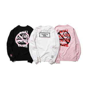 fr2 smoking kills字母印花圆领长袖禁止吸烟宽松大码男女t恤ins