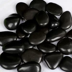 50斤装抛光黑色鹅卵石雨花石庭院铺路地鱼缸水景造景黑石园林装饰