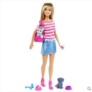 芭比娃娃djr56barbie芭比之萌宠套装 女孩过家家玩具