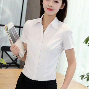 职业装白色衬衣女简单夏装工作服正装气质商务衬衫H1-726