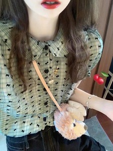 广州十三行爆款清仓法式娃娃领泡泡袖碎花短袖t恤衬衫女夏季衬衣