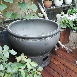 瓦缸 养鱼 中式鱼缸瓦盆鱼缸老北京鱼盆泥盆养金鱼缸超大陶瓷鱼缸