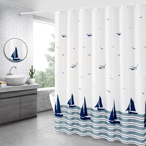 北欧浴帘防水布加厚防霉卫生间洗澡帘子隔断帘淋浴房挂帘浴室窗帘