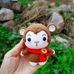 云南静怡手工钩针成品毛线编织猴年小猴子玩偶钥匙包挂件送人礼物