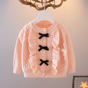 女童毛衣外套开衫洋气小香风针织开衫1-3-4岁女宝宝秋装婴儿衣服5