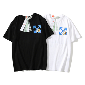 20ss夏季off white卡通动漫唐老鸭短袖男女宽松99标语情侣t恤潮牌