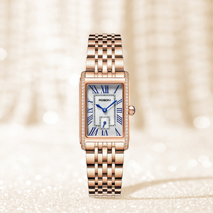 劳士顿手表女复古方形镶钻轻奢防水女士手表十大品牌专柜正品3298