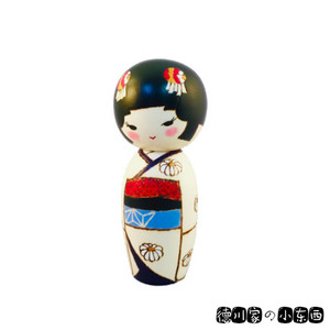 日本代购 传统和风 小芥子人偶 菊娘 白衣 木偶 娃娃 摆件 工艺品