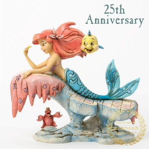 日本代购海的女儿小美人鱼与比目鱼雕像可爱卡通树脂家居装饰摆件