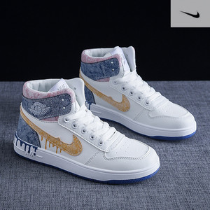 耐克aj板鞋欧洲站女鞋高帮空军一号学生休闲运动冰淇淋单鞋春秋款