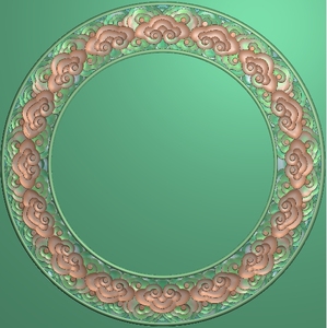 浮雕图 精雕图 灰度图 祥云圆形边框