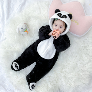 婴儿连体衣冬季新生幼儿加厚套装女宝宝冬装一岁秋冬衣服外出抱衣