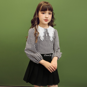 女童衬衫儿童衬衣洋气春款长袖大童2021新款春装童装春秋时髦上衣