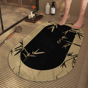 新中式椭圆形浴室防滑地垫淋浴房专用防摔脚垫卫生间洗澡按摩地毯