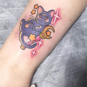 喵小姐纹身贴卡通美少女战士露娜猫咪脚脖纹身贴可爱大图贴纸刺青