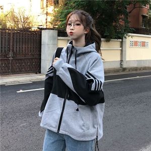 初中学生秋冬装外套女12大童13少女孩15岁韩版学院风加绒运动卫衣