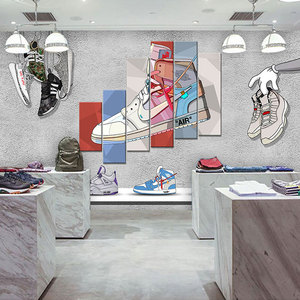 潮鞋球鞋背景墙纸欧美潮流鞋子装饰壁画潮牌鞋店装修壁纸琅月奇迹