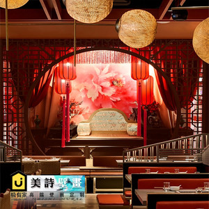 中国风宫廷室内布置壁纸中式剧本杀店装饰古风汉服换装馆背景墙纸