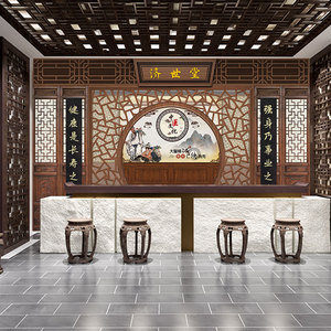 中医馆诊室装饰壁画直播间养生形象背景墙壁纸中药店直播前台墙纸