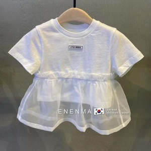 儿童新款2024夏季短袖女童韩装时髦洋气字母T恤女宝宝纯棉上衣潮