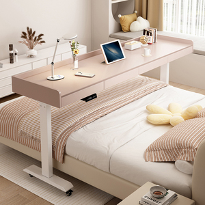跨床桌可移动懒人床上电脑桌实木学习桌子智能电动升降书桌床边桌