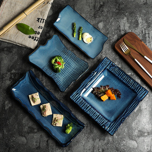 日式和风陶瓷器餐具套装 四方寿司牛排甜点长方盘子个性创意餐厅