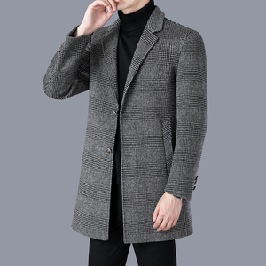 利郎双面呢大衣男中长款羊驼毛兔毛羊毛呢子外套上衣商务休闲青年