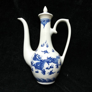 包老/景德镇老厂瓷/青花双龙戏珠11头酒具/酒壶/复古z五钱白酒杯