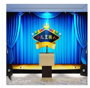 小主持人口才培训班舞台背景幕布幼儿园播音演讲直播间背景纱幔