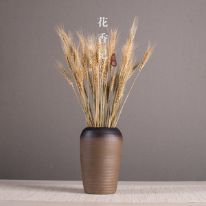 花香记 复古粗陶花器 会所大厅天然风干麦穗花插 花瓶插花摆设品