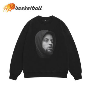 nba勇士队库里人像印花美式复古重磅高街时尚圆领卫衣宽松男潮