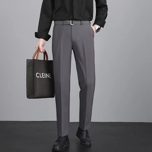 春季送给爸爸的西装裤男士搭配皮鞋西裤职场职业开会专用灰色裤子