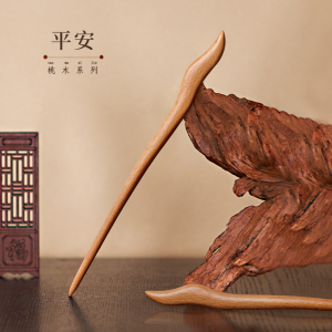 简约国风绿桃木簪子日常盘发发簪手工古典古韵发饰汉服古装头饰