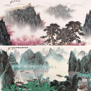 白雪石横幅山水风景系列名画名人字画装饰画国画艺术喷绘画心无框