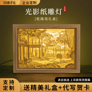古风中国风光影木框纸雕博物馆文创礼品实用公司年会节日礼品定制