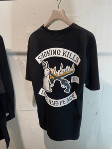 杜丘佳美日本fr2原宿  x roarguns 联名水钻双枪短袖t恤2022新款