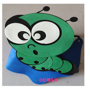 毛毛虫头饰昆虫幼儿园学校表演道具小动物帽子虫子头套大青虫