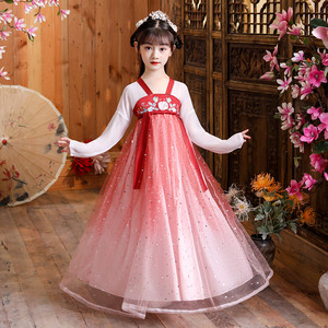 儿童古装仙女服汉服女童公主小孩中国风古代衣服改良学生复古服装