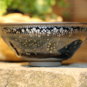 建阳建盏原矿釉正宗铁胎名师张俊翔心雨茶盏茶杯银油滴束口盏单杯