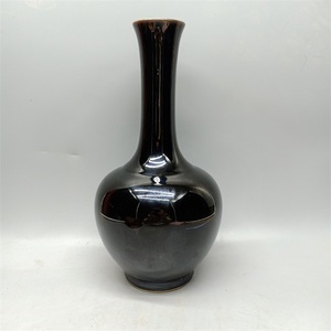 明代乌金釉 花瓶古玩古董 仿古瓷器 老货旧货 收藏家居摆件