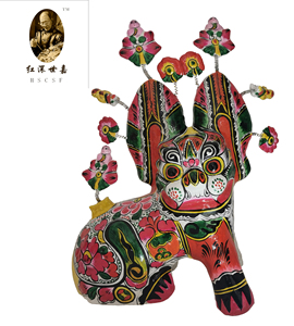 胡小红 二号坐虎 省大师摆件礼品纯手工陕西凤翔彩绘泥塑满月礼