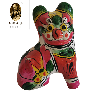 胡深世家 五号坐虎 陕西凤翔非遗手工彩绘泥塑满月及商务摆件礼物