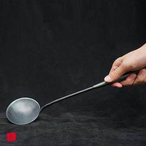 老款加长手工锻打老式长把炒勺厨师家用中式炒菜勺子马勺传统薄口